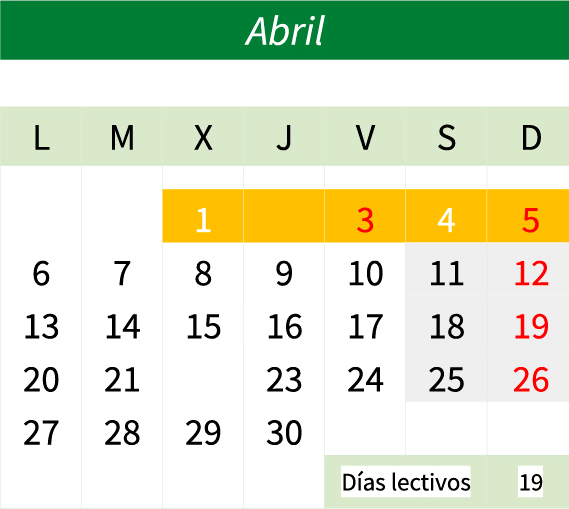Calendario abril