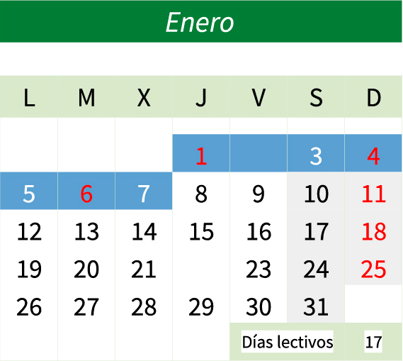 Calendario enero