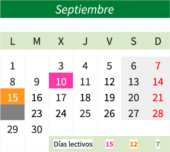 Calendario septiembre